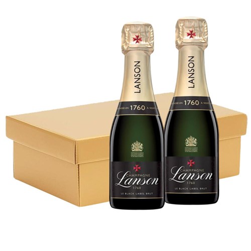 Mini Lanson Le Black Creation Champagne 20cl Twin Hamper Gift Box